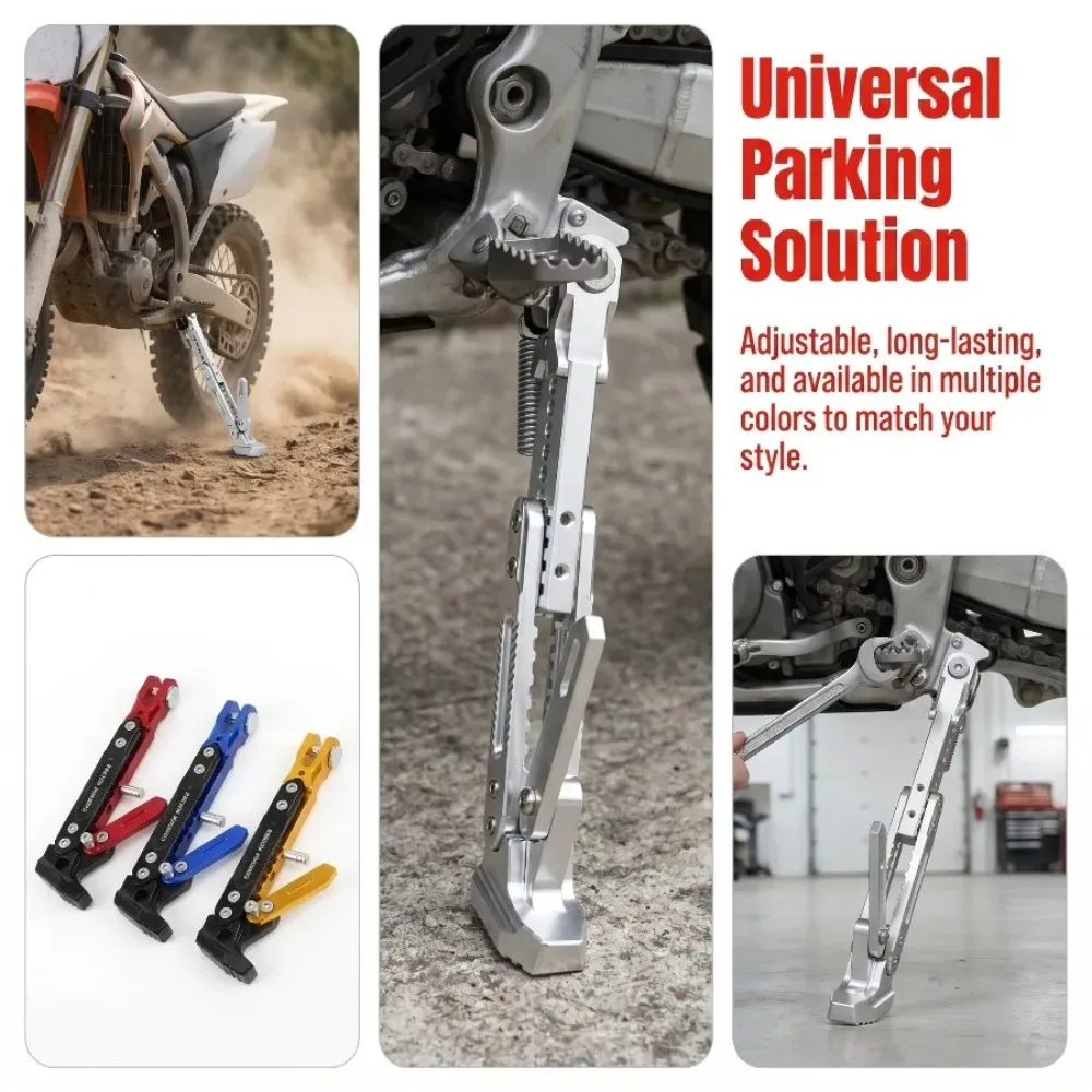 Aluminum Alloy Motorcycle Side Stand Single Side Support Anti Slip CNC Adjustable Support Height Adjustable Multi Color