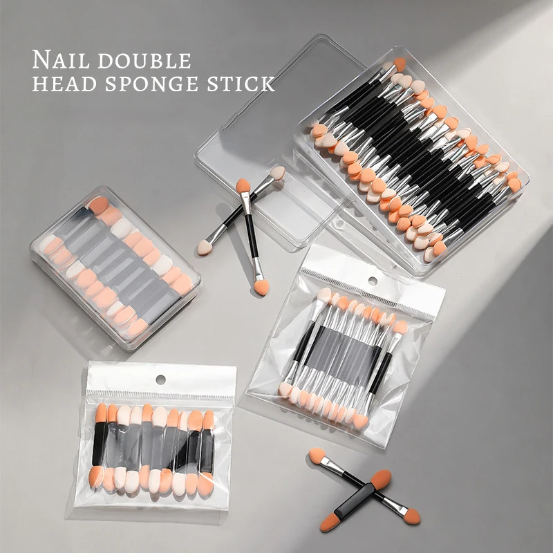 10/30 Pcs Double Ended Sponge Nail Powder Brush Smear Stick Eye Shadow Brush Disposable Portable Makeup Tools 52/76mm Manicure