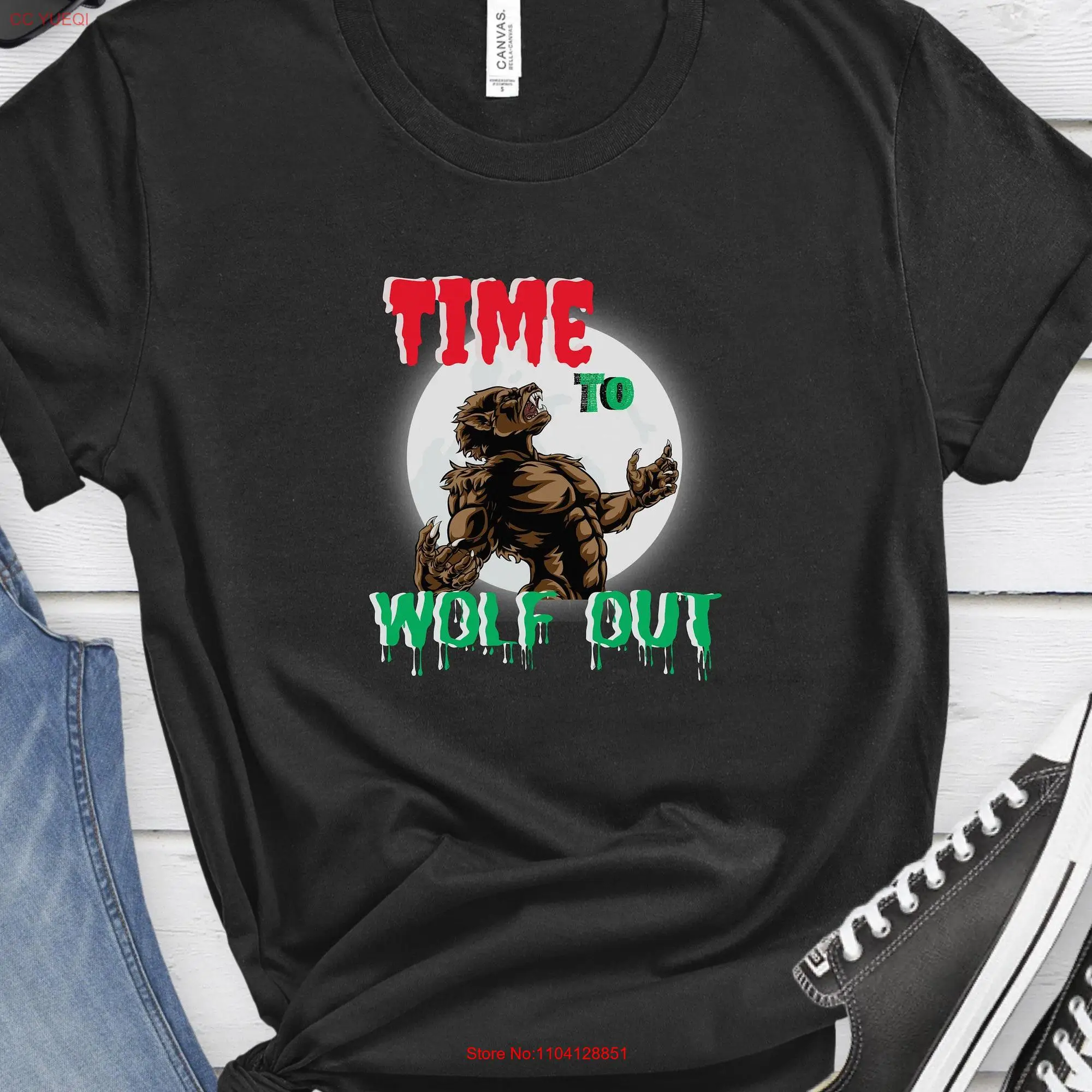 Time To Wolf Out Halloween T Shirt Werewolf Costume long or short sleeves