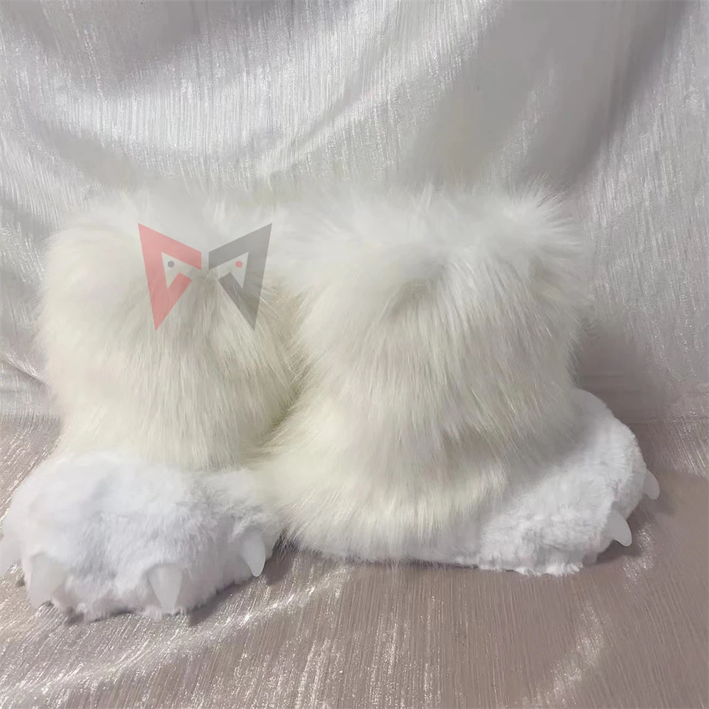 Nowe Fursuit kot papla futrzany Fandom rękawiczki buty nakładka ochronna na buty biały kot kolor kostium bestii Cosplay akcesoria wykonane na