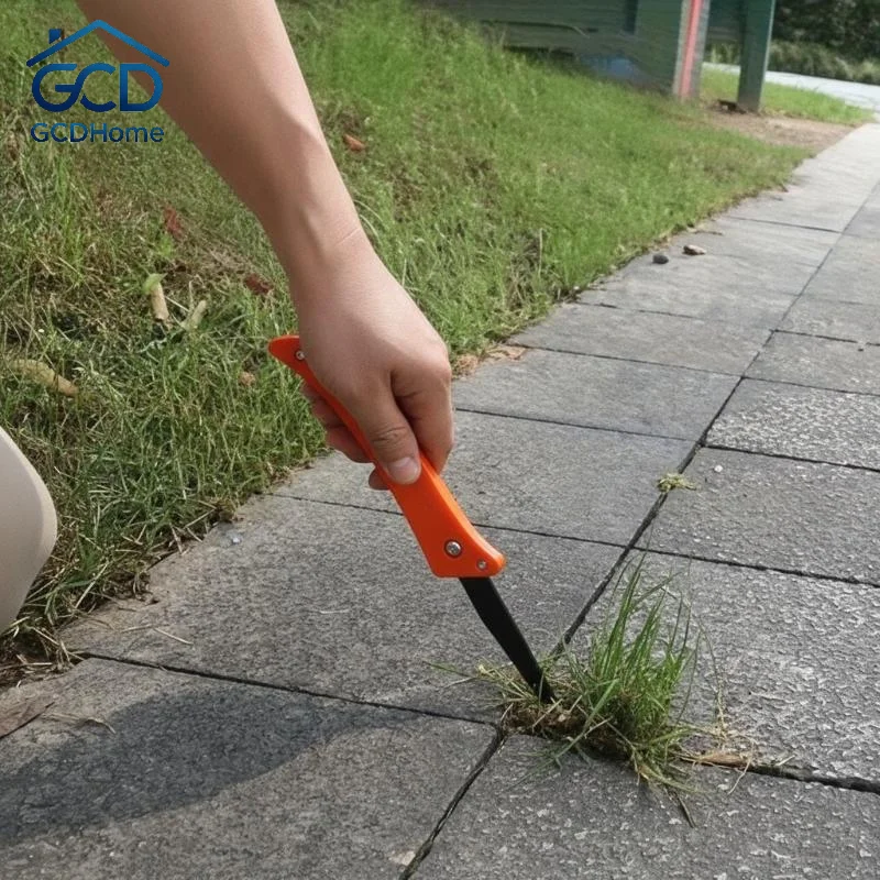 2pcs Heavy Duty Weed Puller Durable Metal Garden Weeder Tool Foldable Lightweight For Lawns Pathways No Batteries Orange