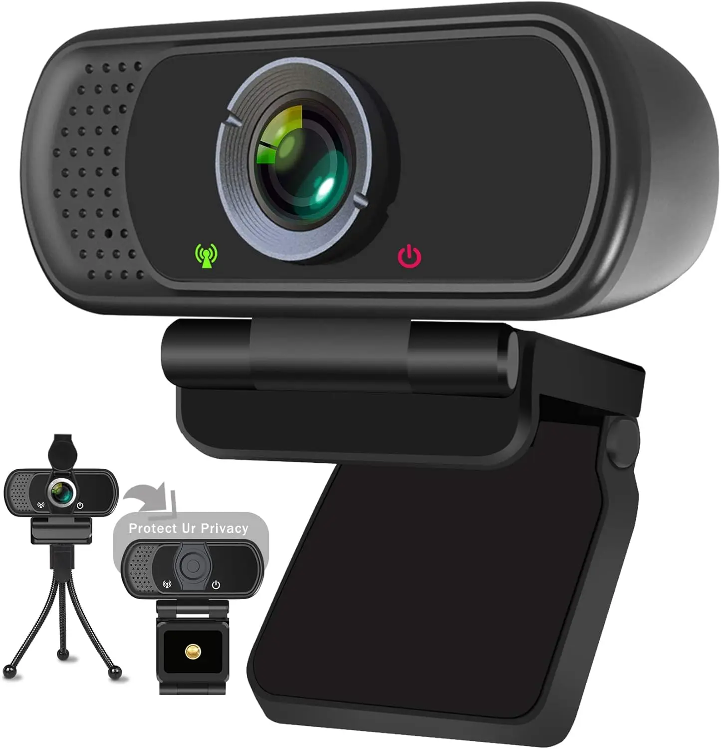 

1080P Webcam with Microphone, Tripod, Privacy Cover, Plug & Play for PC/Laptop