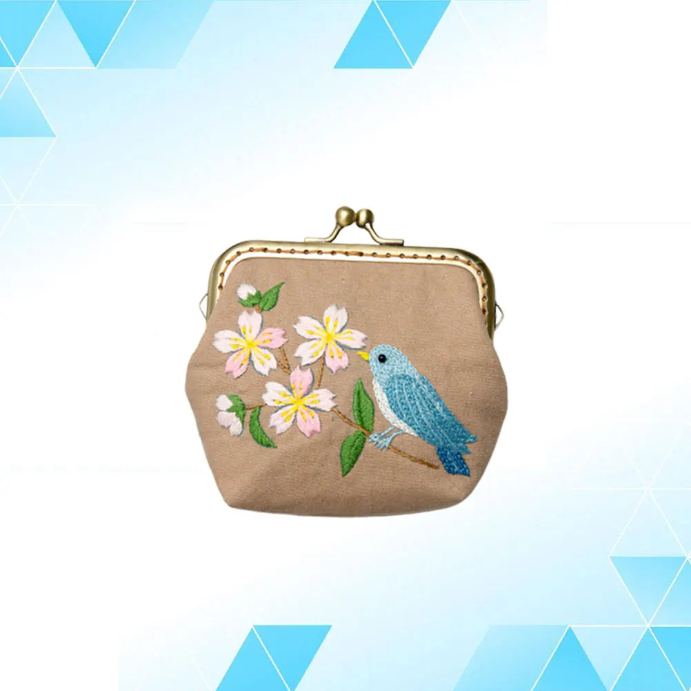 

1Set Embroidery Coin Purse Starter Kit Lock DIY Wool Needle Tools Handmade Set for Women Embroidery Starter Kit