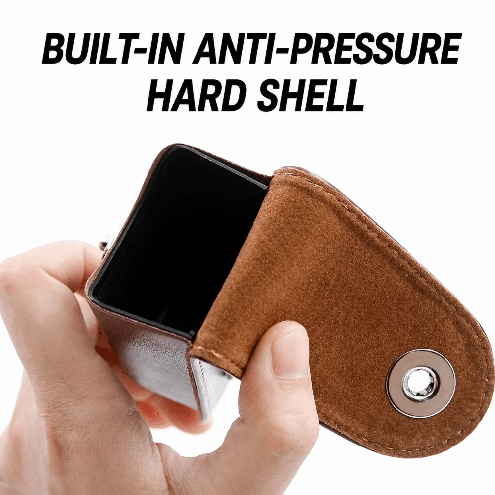 Belt Loop Eyeglass Case Mini Size Premium Look Leather Glass Pouch Portable Hold Anti Squeeze Fold Spectacle Box Field Work