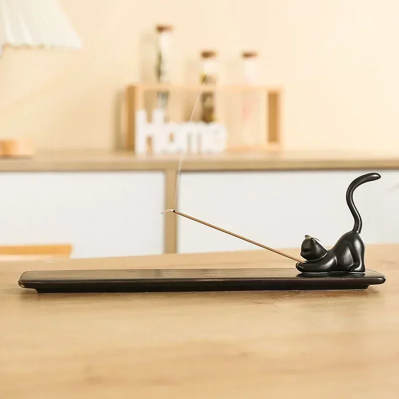 1pc,Home Decor Incense Burner Cute Cat Lovely Rabbit Incense Stick Holder Ceramic Handicraft Girl Friend Gifts- Without Incense