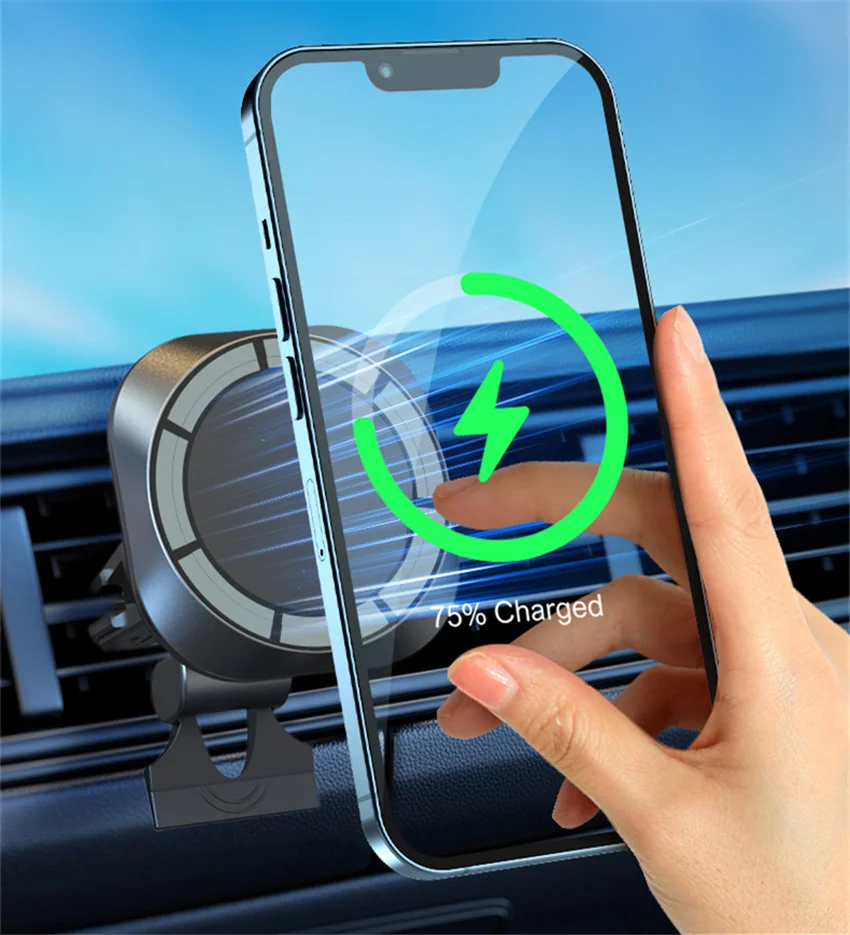 Support voiture magnétique avec chargeur sans fil 15W