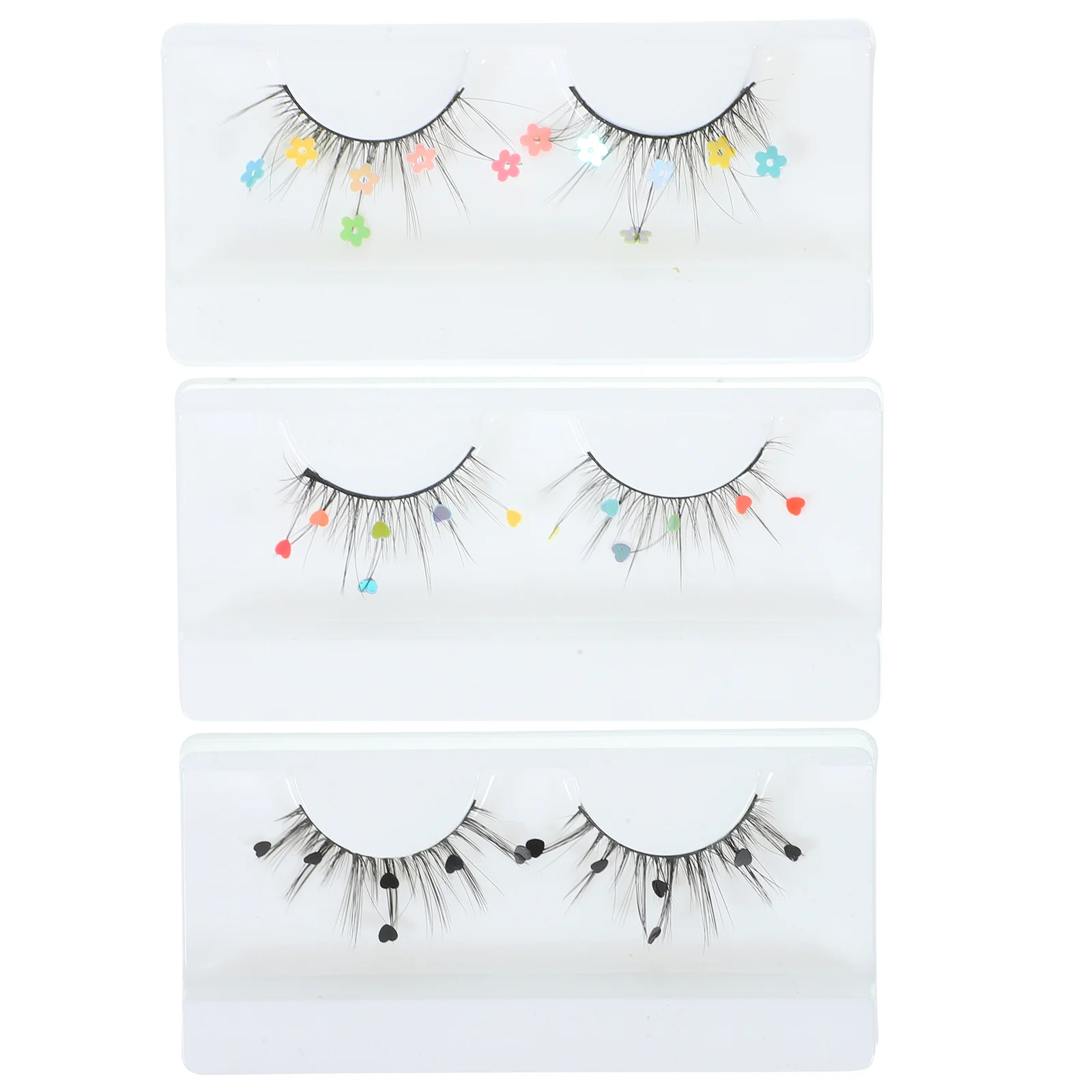 3 paia di ciglia finte con paillettes, ciglia glitterate colorate per il miglioramento degli occhi fai da te, stile naturale completo alla moda