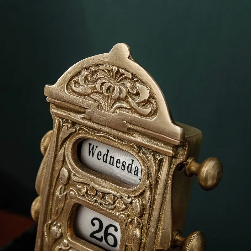 Vintage Brass, Book Desktop Desk Calendar, Handmade, Soft Decoration, Ornaments, Perpetual Calendar, Gifts