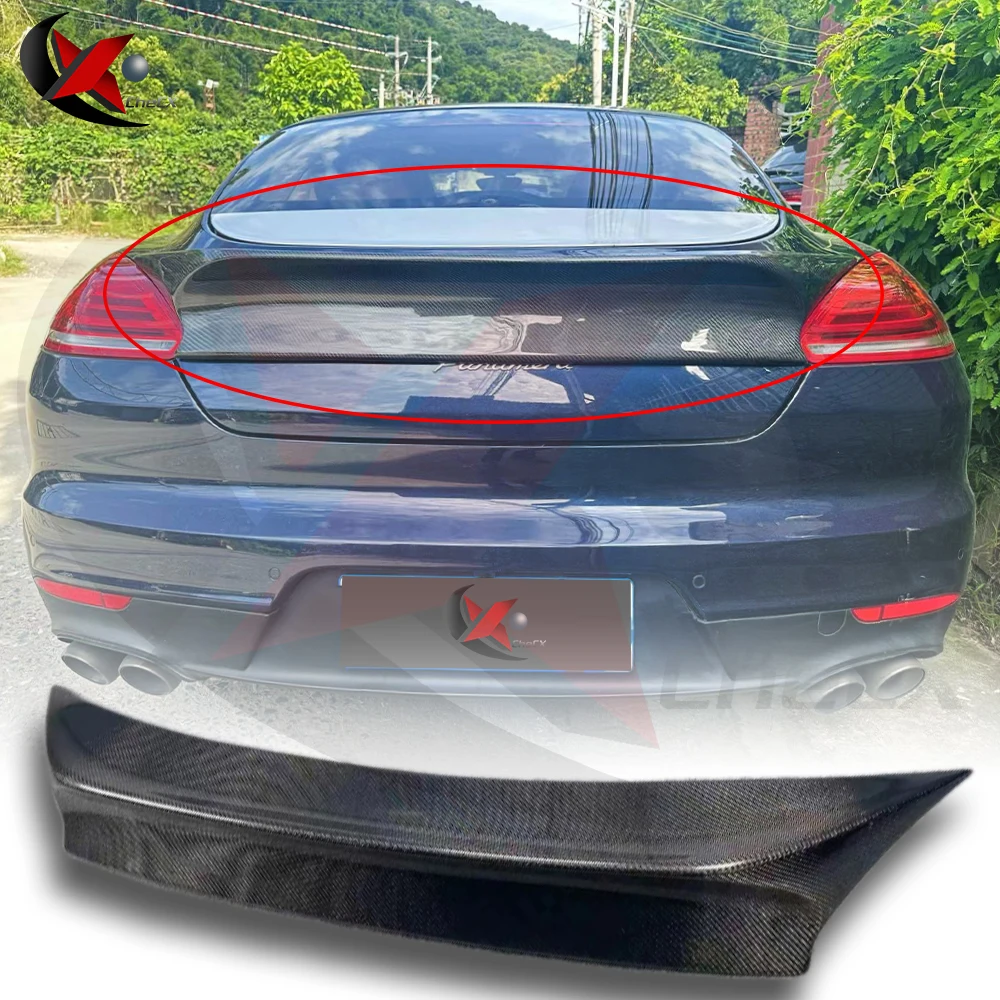 Cocok untuk Porsche Panamera 970.2 2014 2015 2016 penutup dekoratif tutup bagasi Bergaya V Spoiler bibir serat karbon berkualitas tinggi