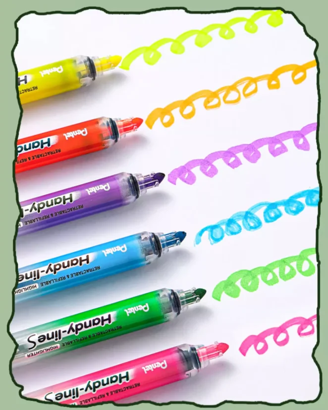 1pcs Pentel SXS15 Handy-Line S Highlighter Pen Retractable Refillable Chisel Tip Smooth Highlighter Marker School Supplies