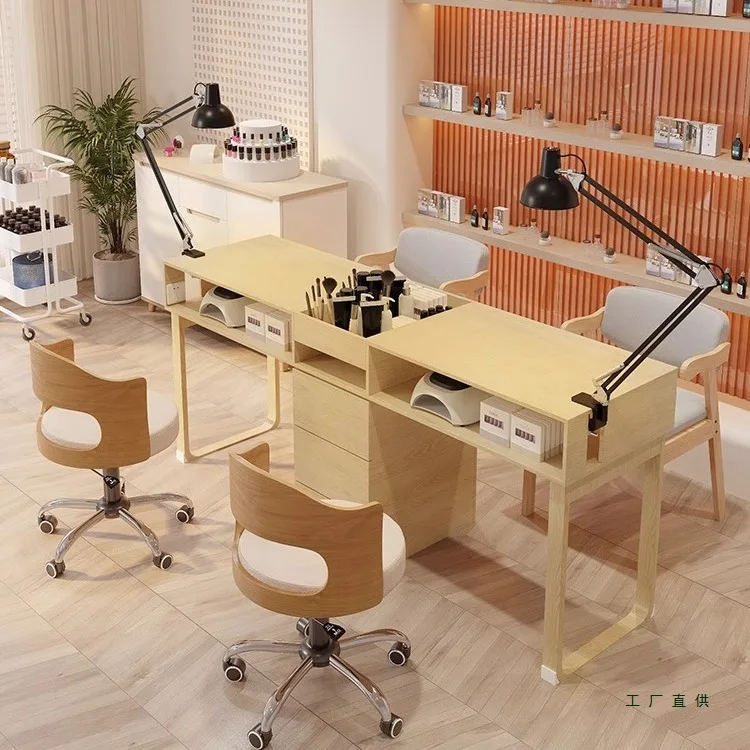 Cream style manicure table and chair set Japanese single double multi-function with vacuum manicure table light luxury Internet