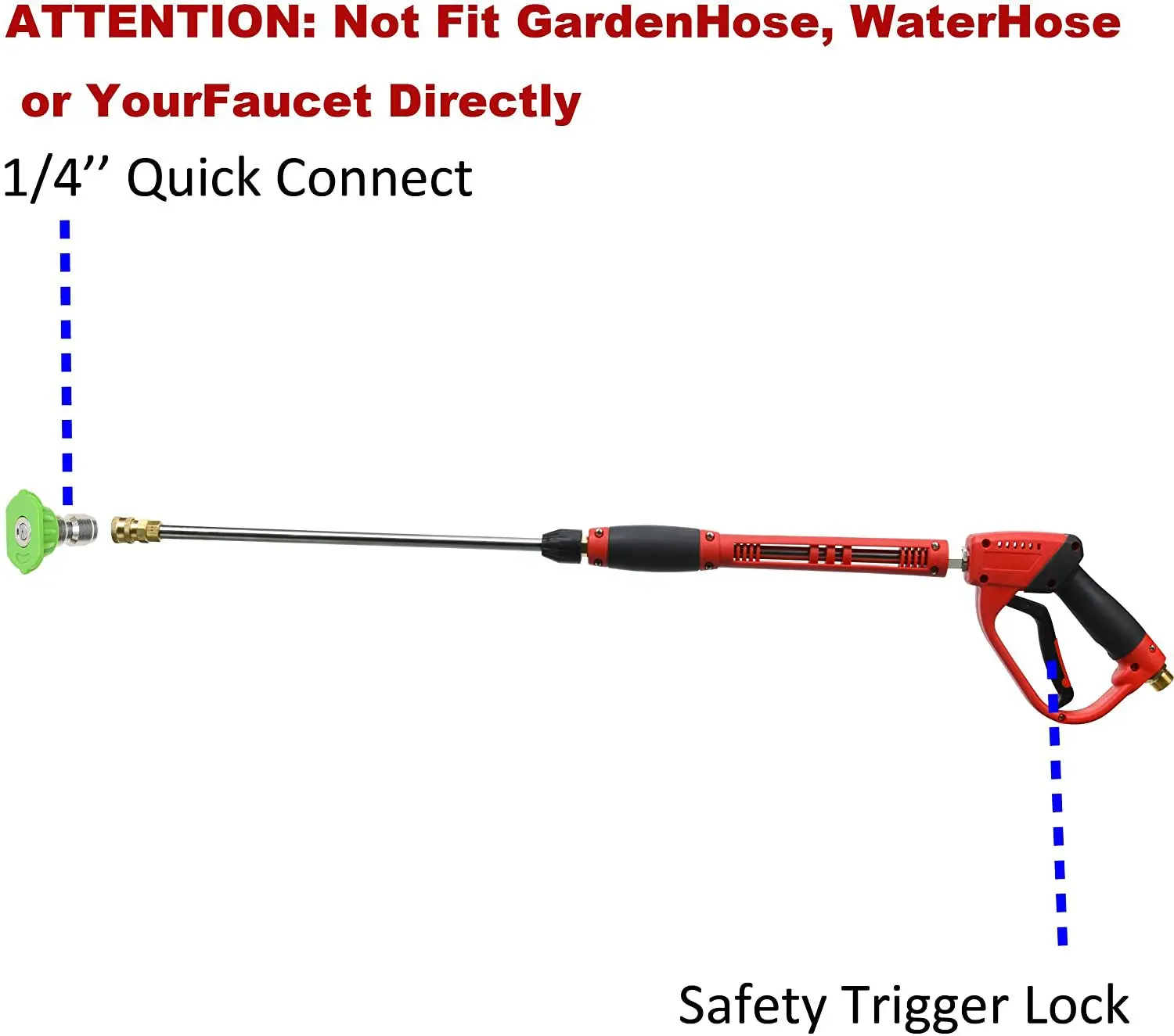 High Pressure Cleaner Car Wash Gun Water Gun with Replacement Wand Extension 5 Nozzle Tips M22 Fittings 40Inch 5000PSI