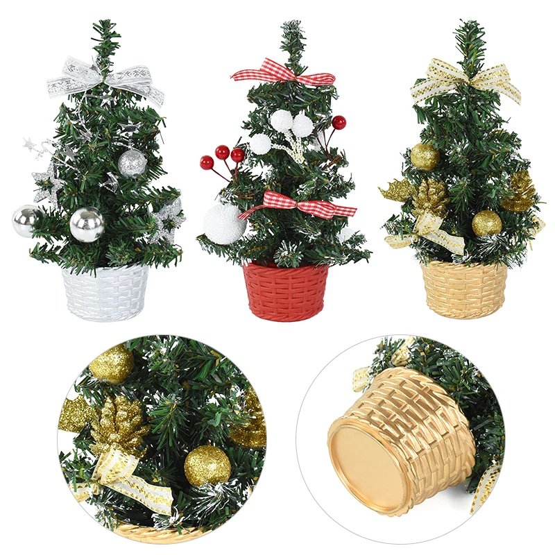 Mini Christmas Tree Festival Decoration Xmas Tree DIY Desktop Ornaments 2024 New Year Christmas Supplies For Home Decor