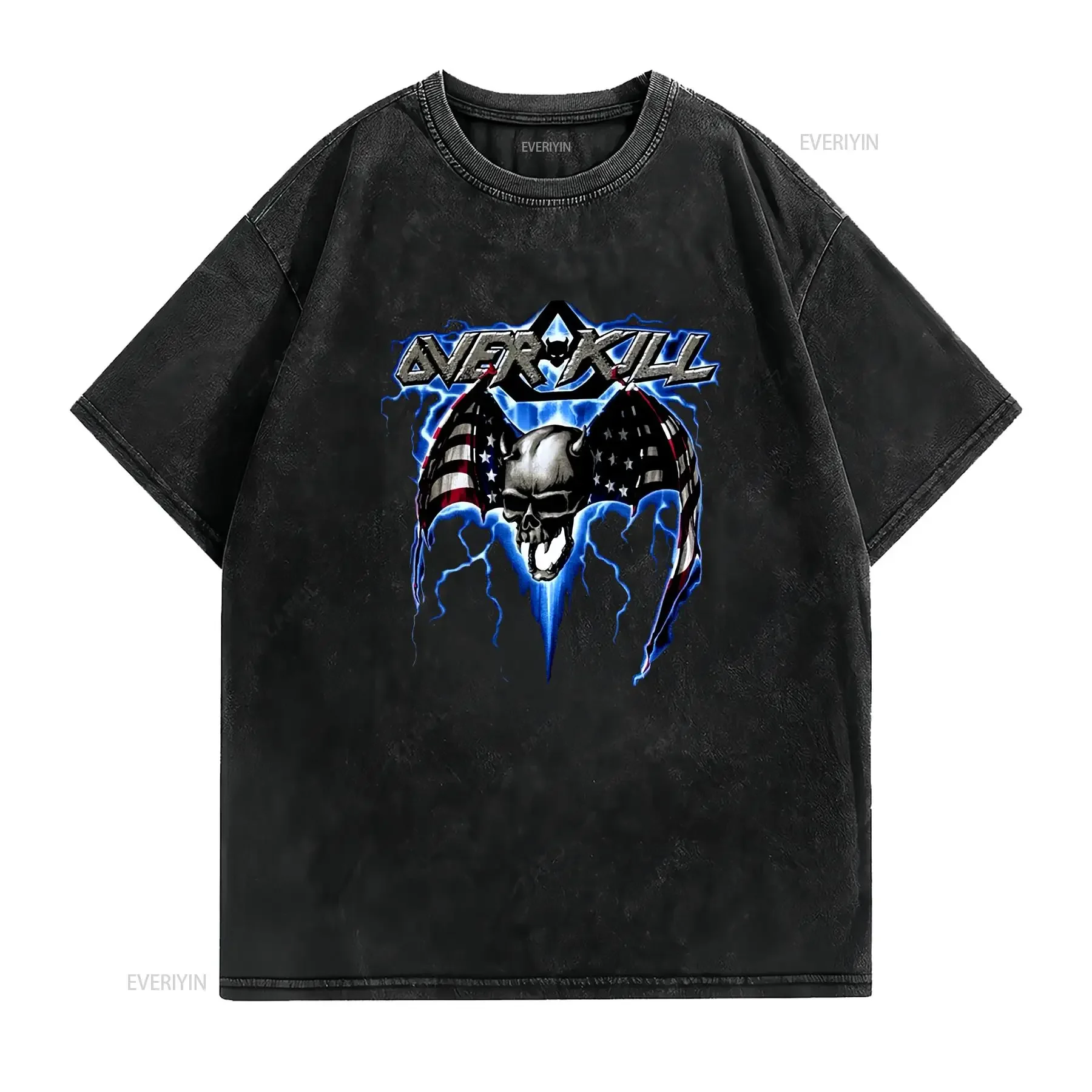 Overkill For Fans All Size T Shirt S 5XL vintage Washed streetwear Breathable Top For Everyday Wear Comfortable Slightly