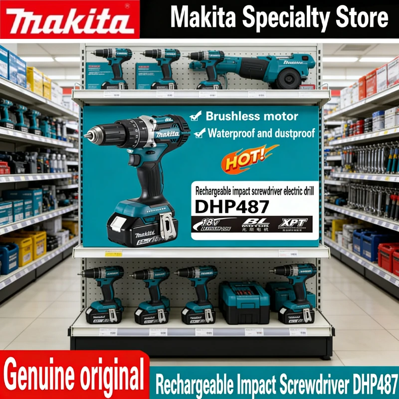 

Makita 18V 6Ah battery high rate discharge professional grade electric tool18V MAKITA DHP487 LXT Brushless Cordless Impact Drill