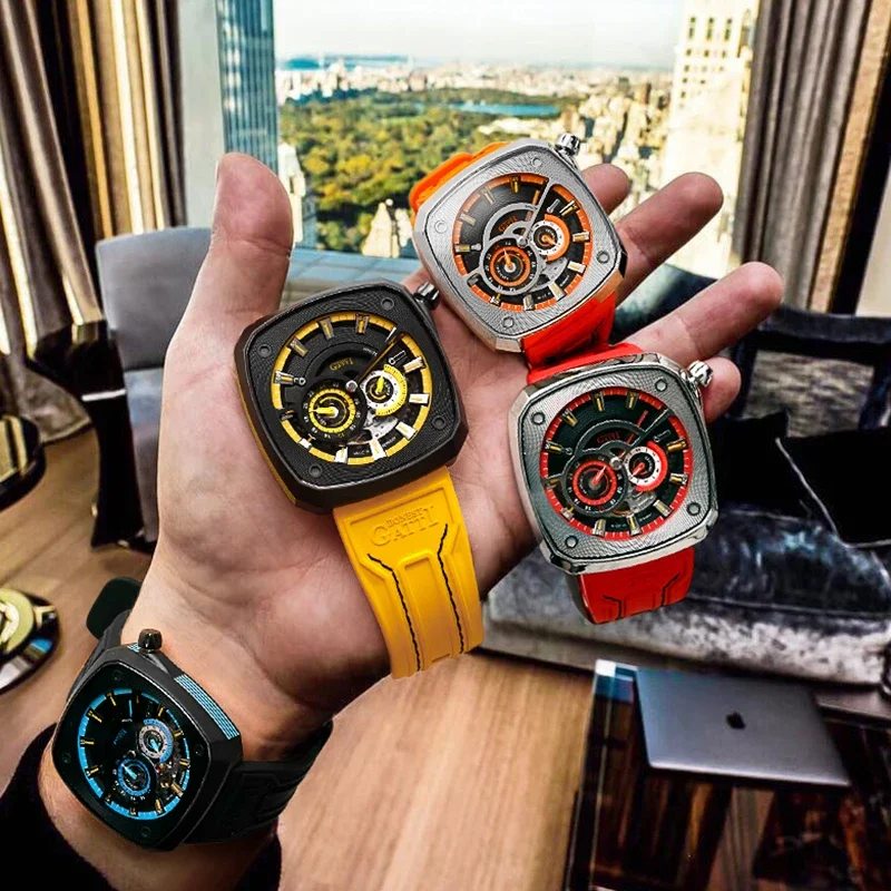 Top Brand New Men Mechanical Wristwatch Luxury Luminous Waterproof Watch for Mens Sapphire Glass Sports Watches Man Rubber Strap