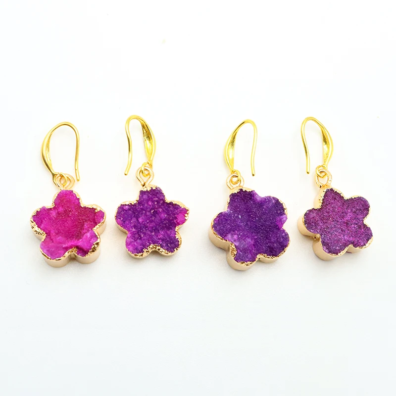 Five leaf clover shape Crystal Earrings Sacred Healing Gemstone Natural Stone Pendant for Women Girls Earring Crystal Healing