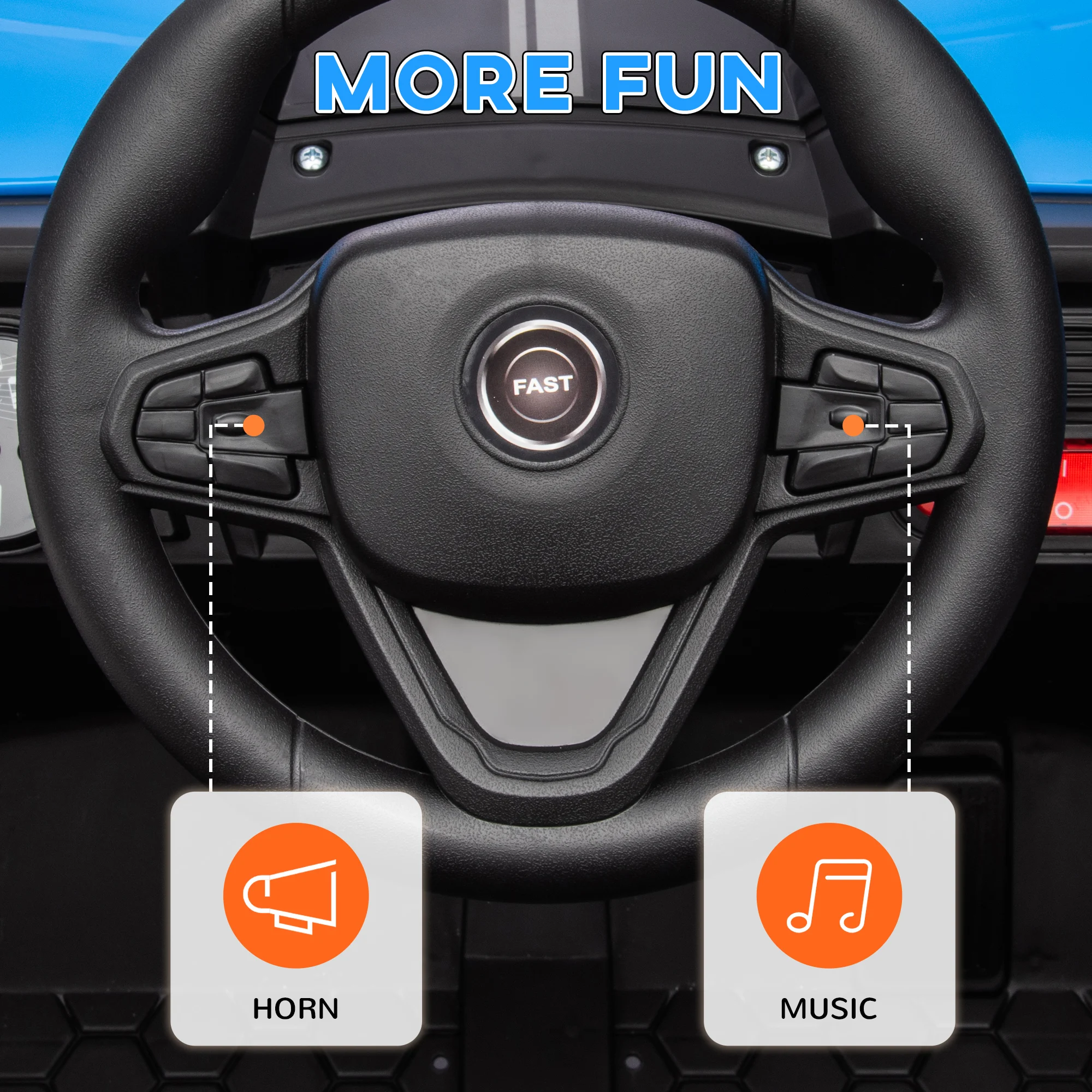 12V Ride on Truck Utv Toy with 4-Wheel Suspension, Remote Control, Blue