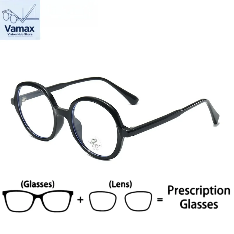 

VAMAX New Round Frame Myopia Glasses Women Korean Tortoise Shell Vintage Frame Anti Blue Light Prescription Ready