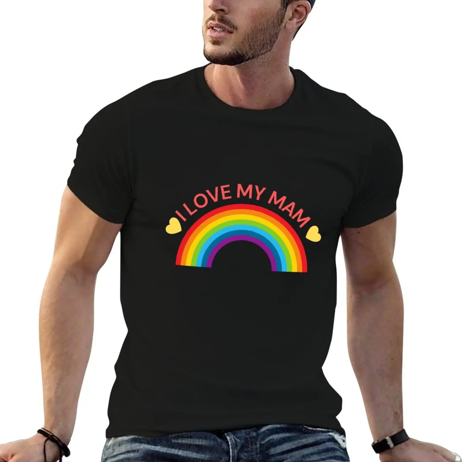 

I Love My Mam Rainbow T-Shirt man graphic t shirt t shirt man luxury t shirt man cotton T-shirt