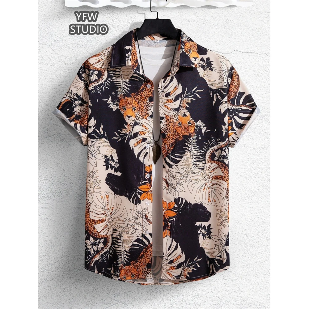 Hawaiian Minimalist Floral Print Lapel Shirt Shirts for Men's Shirts Outdoor Daily Korean Reviews for Many Men's Clothes