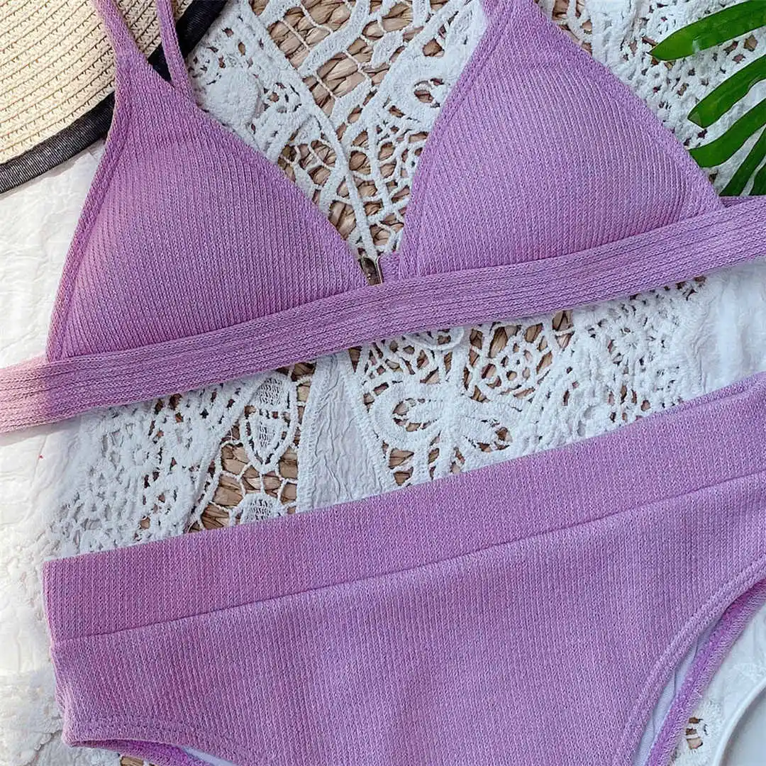 S - XL Sexy Damen-Badeanzug, Bikini mit hoher Taille, zweiteiliger Bikini-Set, gerippter Badeanzug, Badebekleidung, Modell V2328 – Detail 30