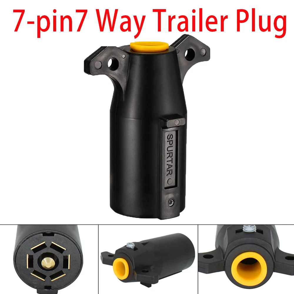 12V 7 PIN Plug Adapter American 7-pin 7 Way Trailer Towing Blade Round Socket Plug Connector Adapter For Trailer RV Yacht