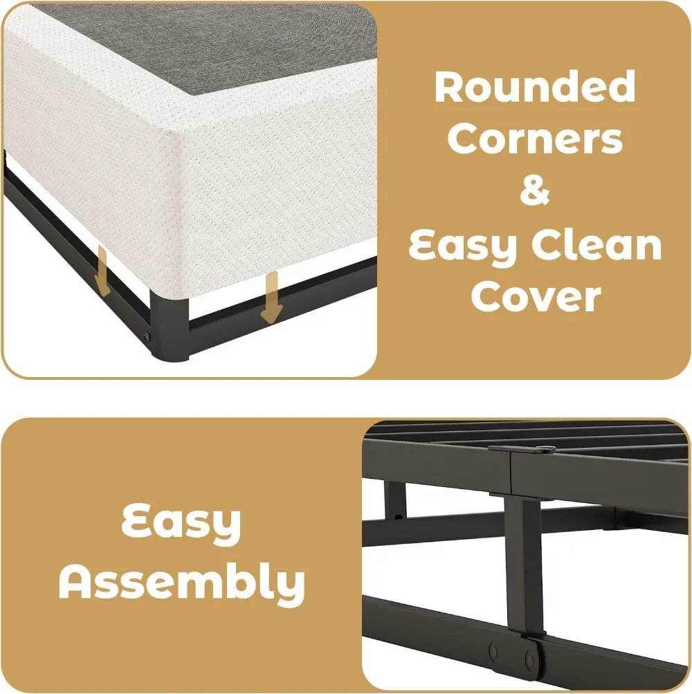 Queen Bed Box Spring 5 Inch, Strong Metal Frame Mattress Foundation, Quiet & Easy Assembly