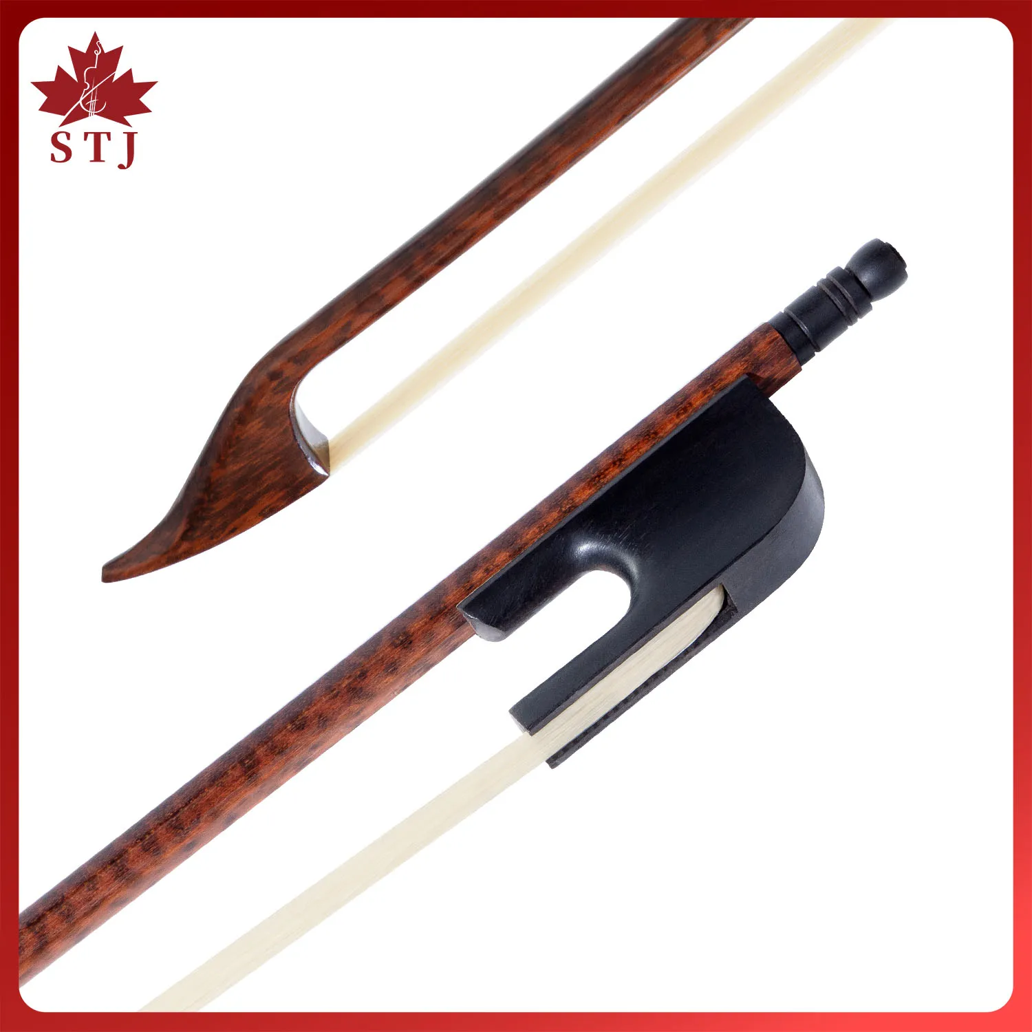 Baroque Germany Style Upright Bass 3/4 Bow Snakewood Letterwood Bass Bow, White Horsehair Horsetail, Bass Part Accessories