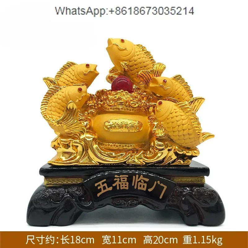 

resin gold dragon fish decoration, living room, TV wine cabinet, opening, housewarming, new home, gift crafts Home furnishings