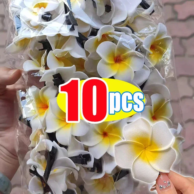 2/10 pçs plumeria flor grampos de cabelo para mulheres grampos de cabelo meninas franja lateral clipes flor barrette festa havaiana saco chapéu acessórios