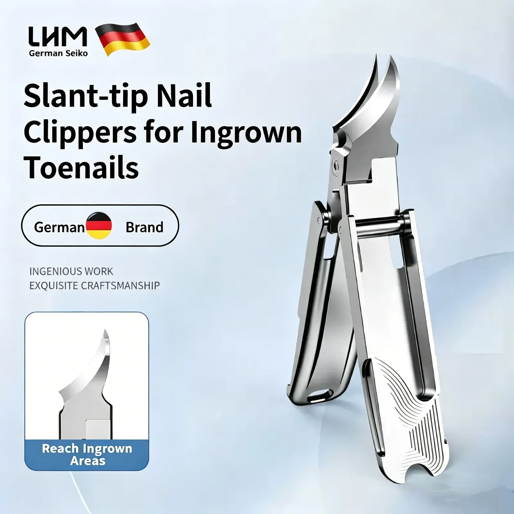 

Premium Stainless Steel Folding Slanted Nail Clippers Sharp Curved Blade Portable Ingrown Toenail Cutter for Home Use