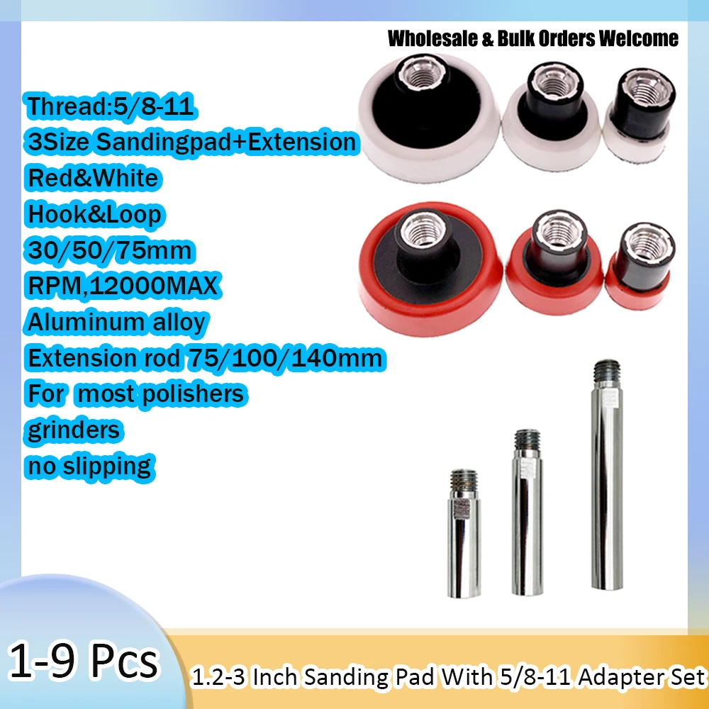 1-9 Pcs 1.2/2/3 Inch Polishing Pad Backing Plate with 5/8