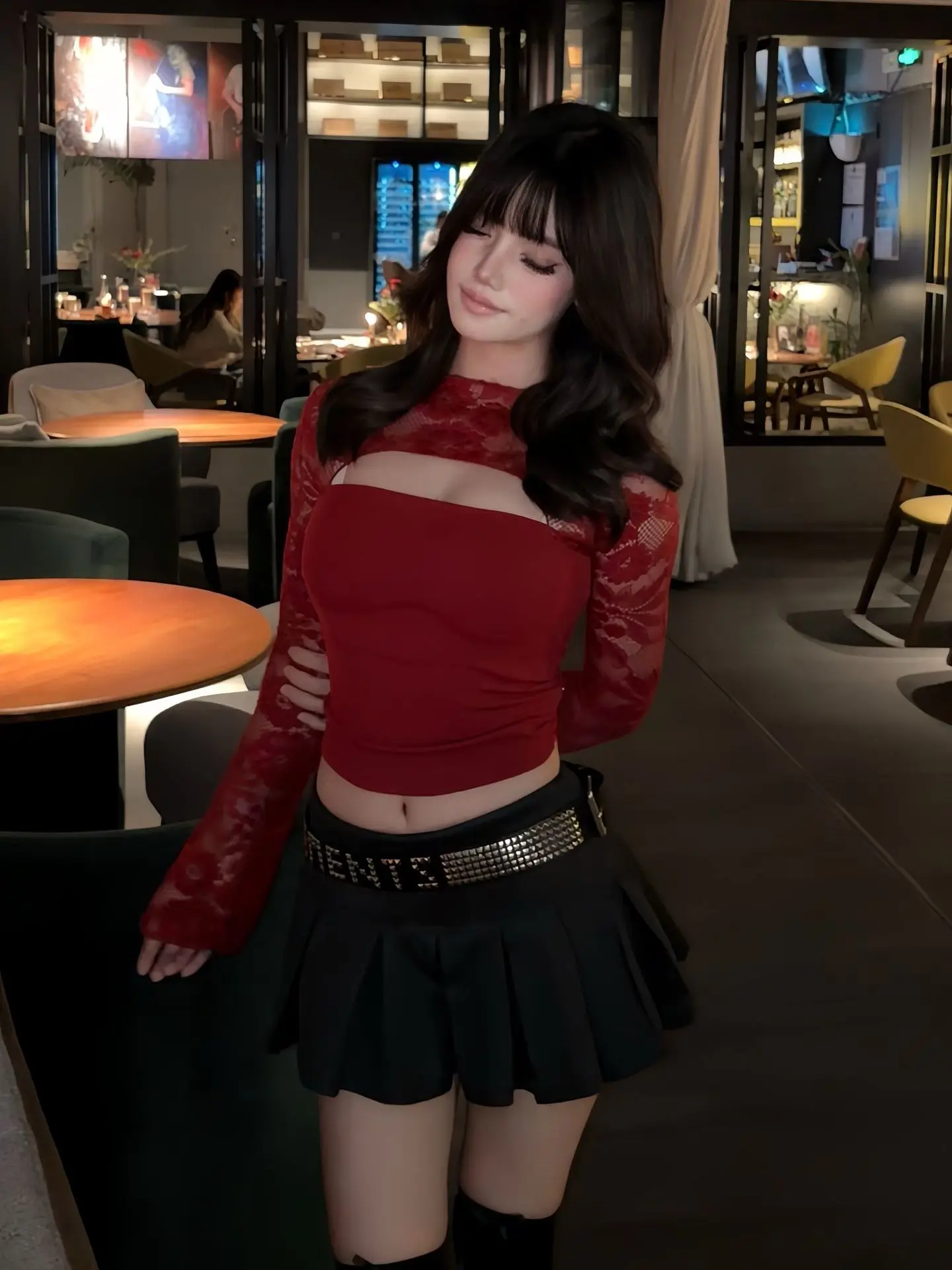 

Sexy Lace Patchwork Crop Top And High Waist Pants Two-Piece Set for Women Short Sleeve Long Sleeve High Waist Spring Fashion