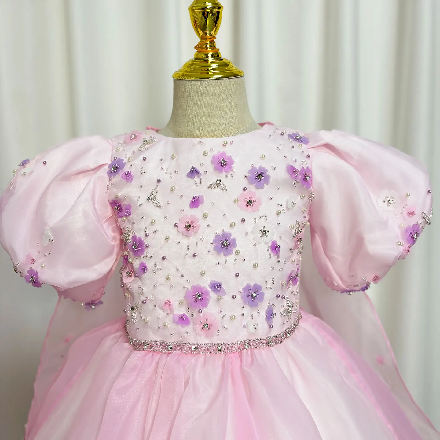 Jill Wish-vestido rosa árabe de lujo para niña, vestido de fiesta con cuentas y capa para niños, princesa, boda, cumpleaños, fiesta de comunión, 2025 J355