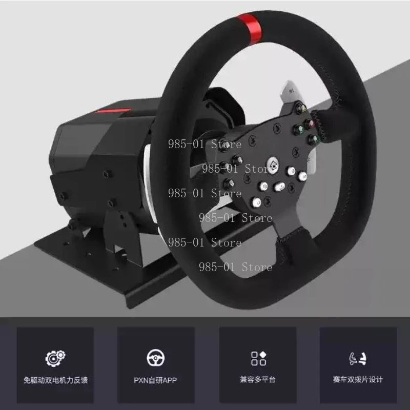 PXN - V10 Force Feedback Racing Game Steering Wheel 900 - Degree Rotation USB Wired Compatible With PC Windows 7/8/10/11