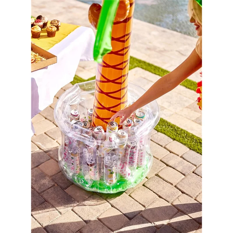 A04F-Ocean Theme 60" Gonfiabile Palm Tree Cooler, Decorazioni per feste in piscina Giungla tropicale Bevanda estiva Acqua di raffreddamento