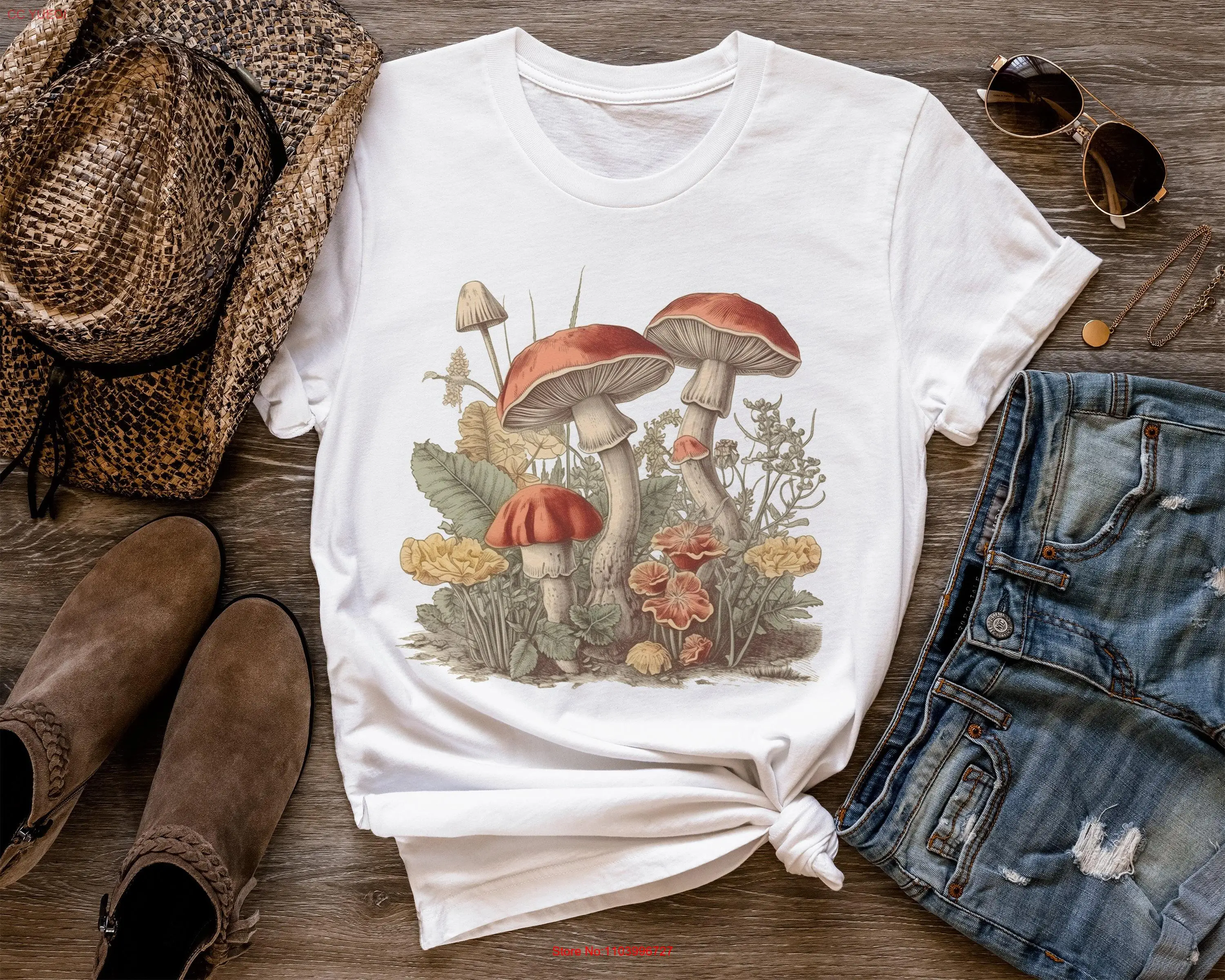 Cottage Core Vintage setas camiseta estética seta Cottagecore amante naturaleza otanica manga larga o corta