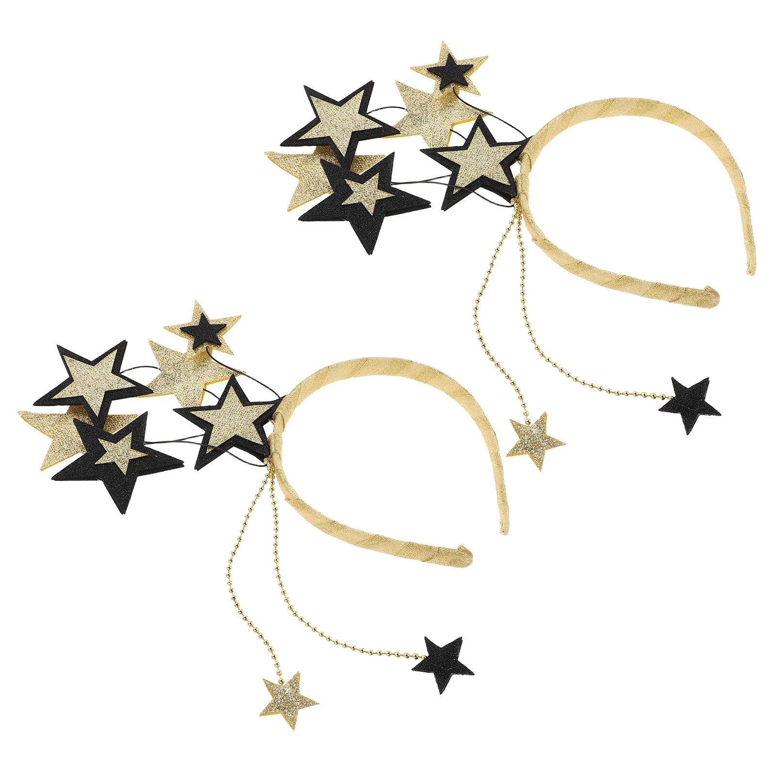 

2pcs Fashion Glitter Star Headband Shiny Sequin Hair Hoop For Birthday New Year Party Holiday Accessories Five-Pointed