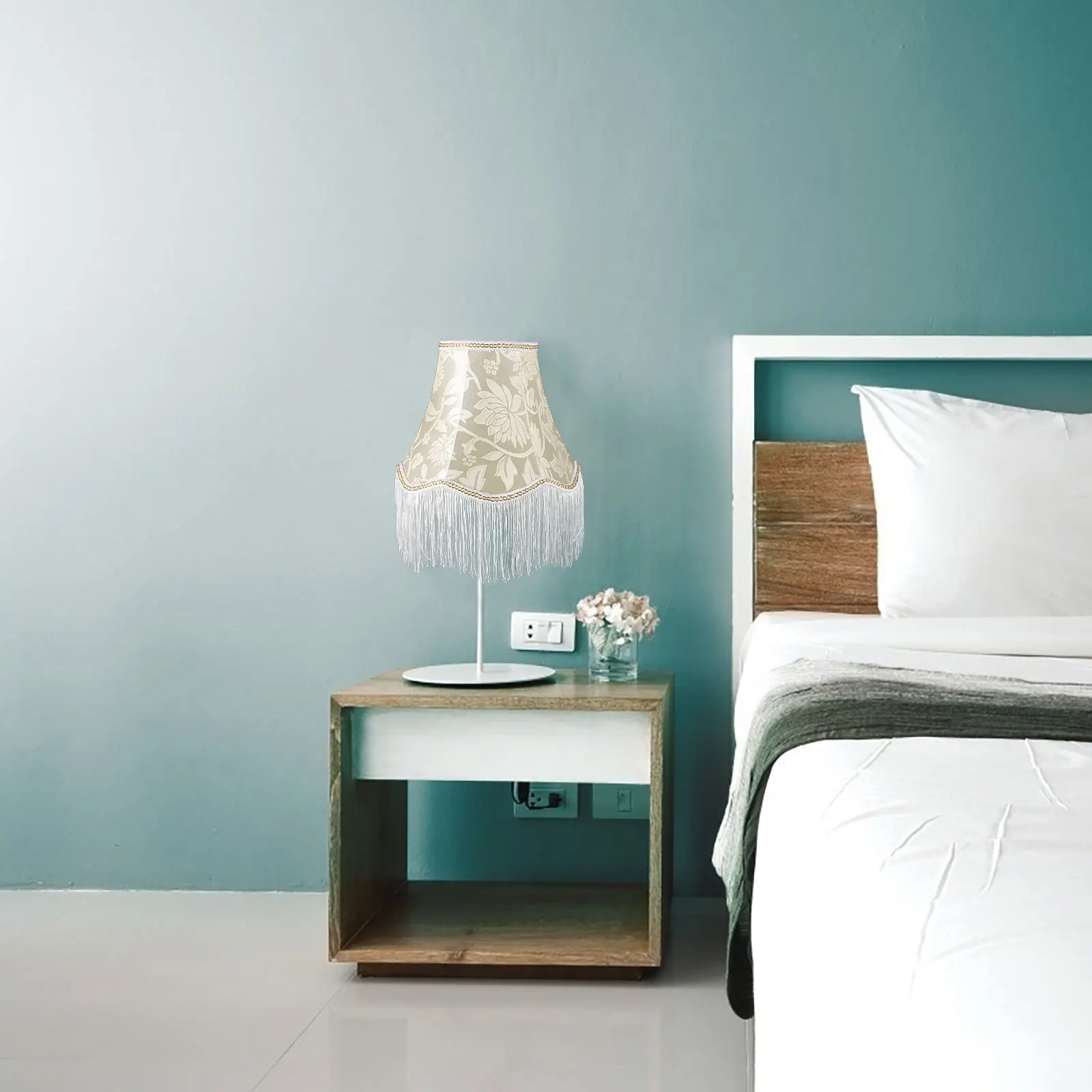 

Cloth Fabric Lampshade Victorian Style Fringe Lamp Cover for Table Lamp Bedroom Living Room Study Room Vintage European Home