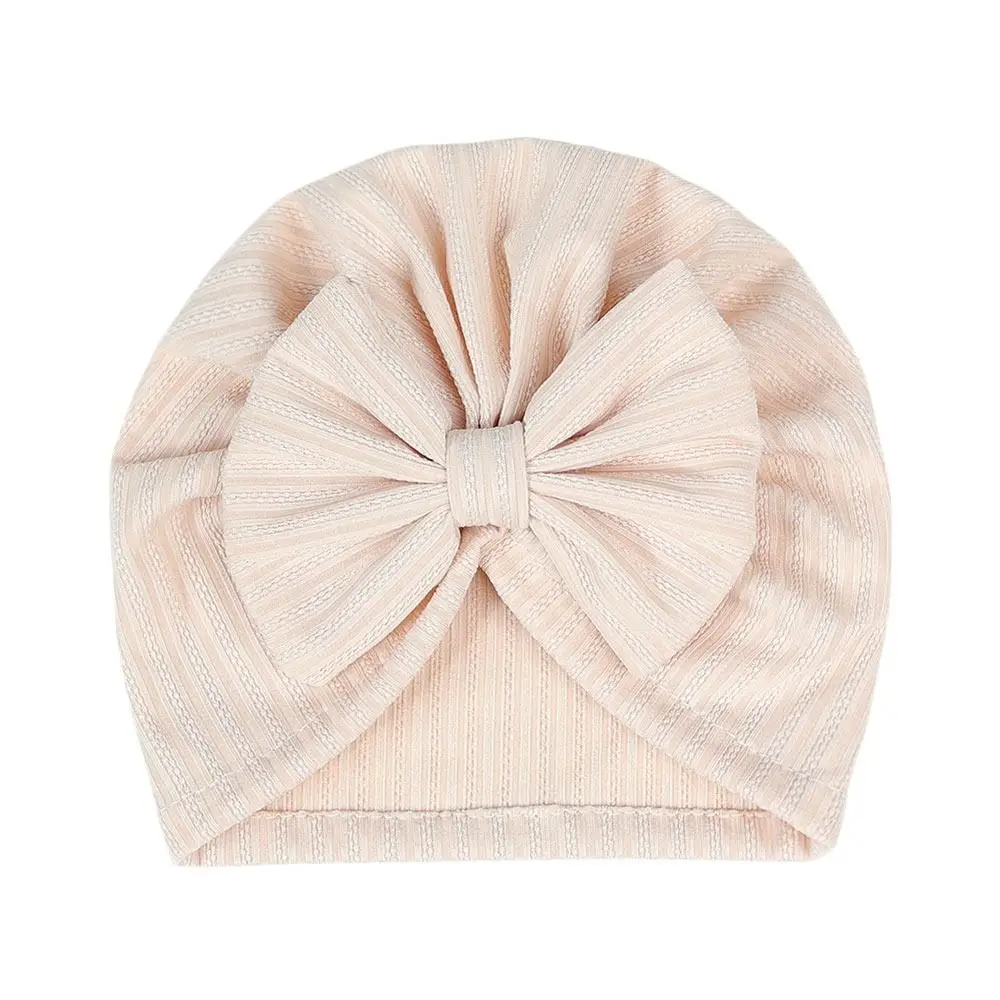 Bonita diadema de poliéster y algodón, gorros con lazo grande transpirables de Color sólido, turbante suave para bebés y niños