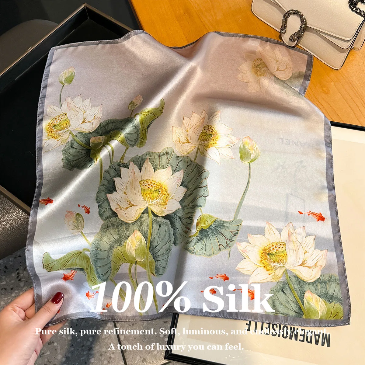 

100% Real Silk Scarf Fashion Women Wrap 53cm Square Scarves Head Scarf Hijab Neckerchief Hairband Tie Bandana Bag Ribbon Foulard