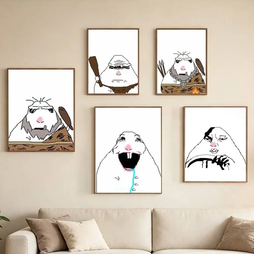 Hamster C-Caveman FUNNY Poster High Quality Dorm Living Room Aesthetic Wall Decoration Painting Stickers Gift