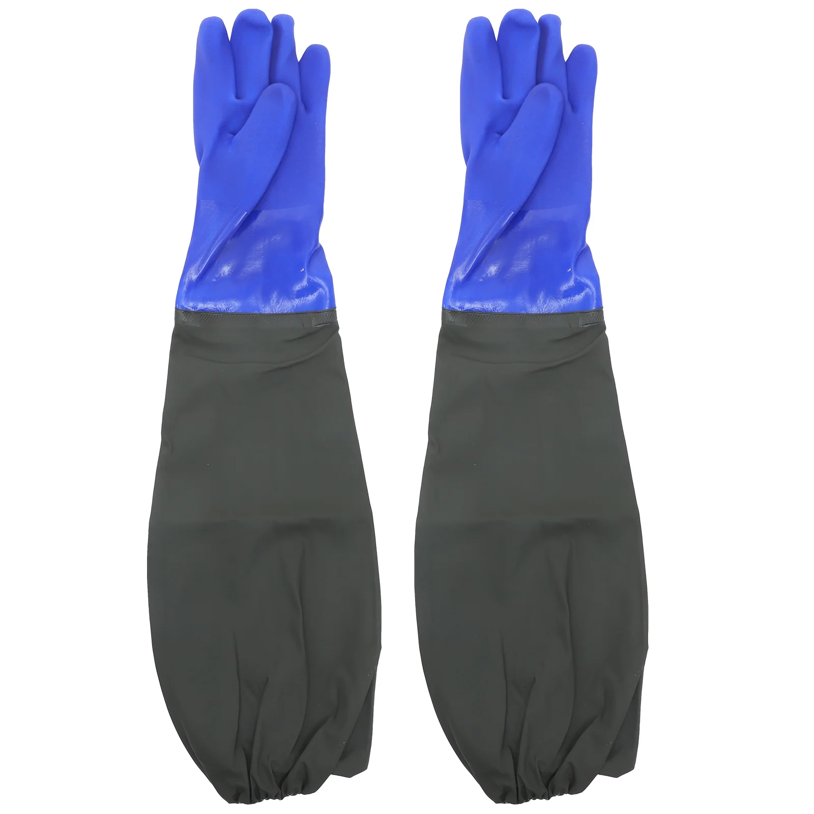 

Extra Waterproof Gloves PVC Fabric Washable Reusable Fishing Gardening Pool Car Wash Black Fingerless Elastic