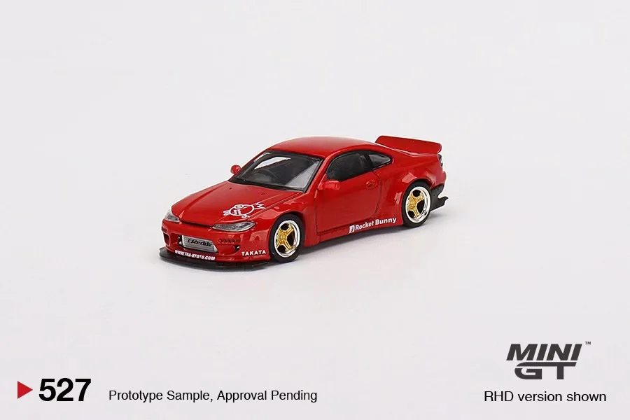 ของเล่นสำหรับเด็ก Nissan Silvia (S15) เกมจรวดกระต่ายแดงแบบดายคาสต์ขนาดเล็ก1:64 #527