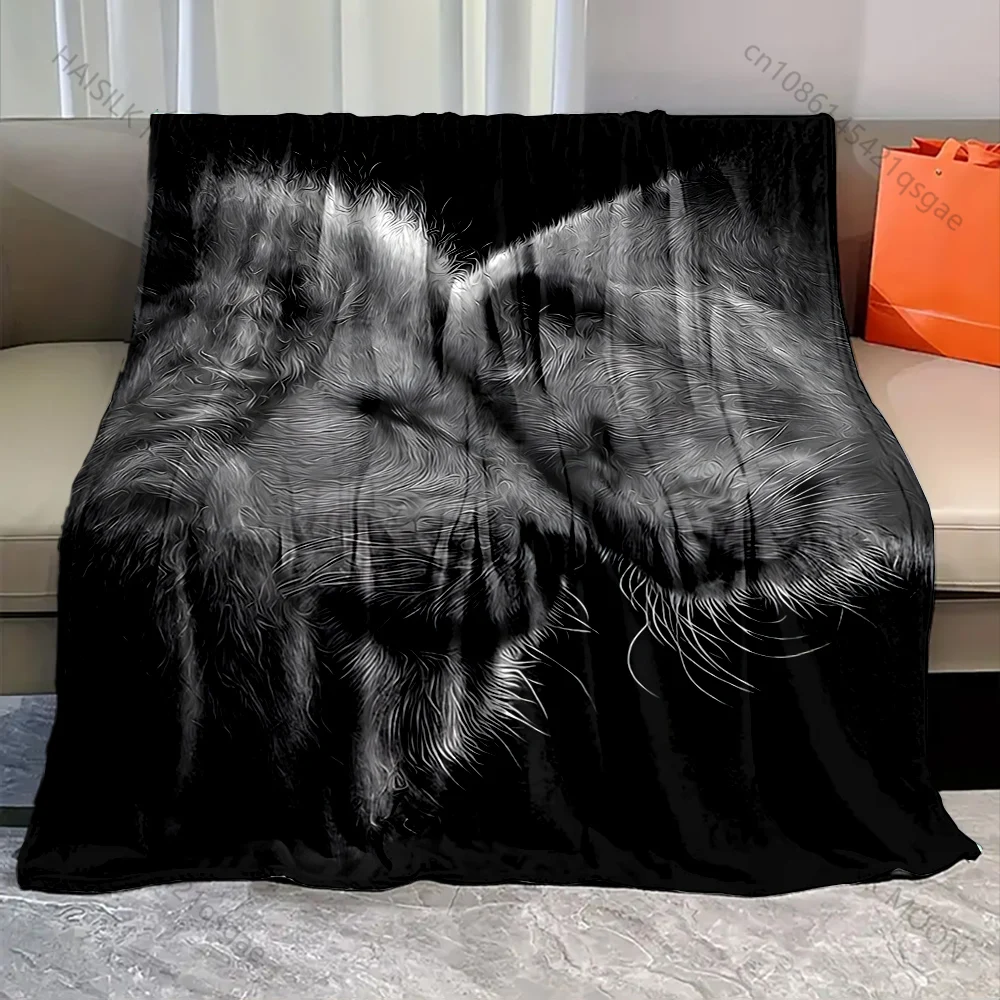 1PC Two lions cuddling  Print Adult Children Warm Blankets Home Travel Car Soft Comfortable Suitable for all seasons