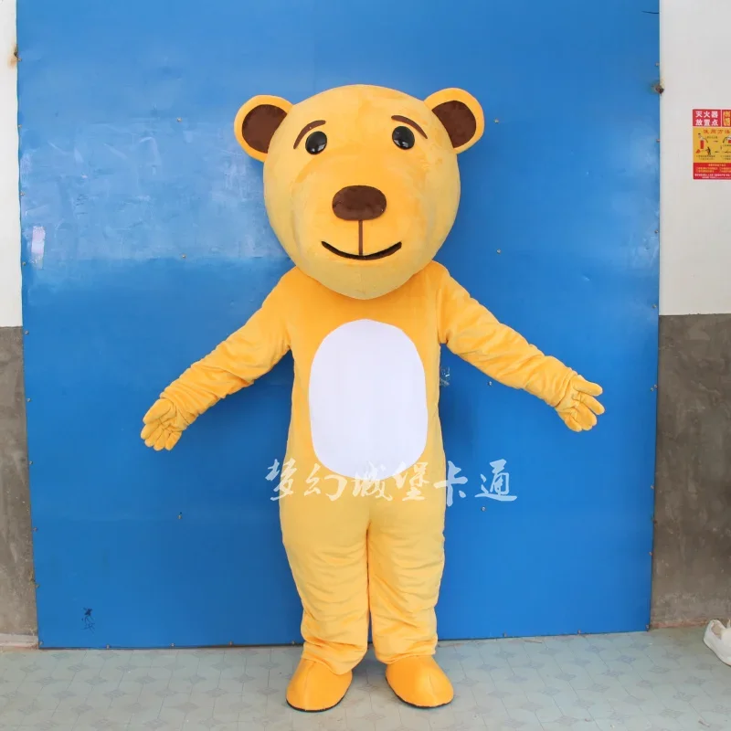 Christmas Yellow Bear Mascot Costume Adult Fancy Dress Clothing Halloween Party Suit Funny Animal Bear Costume