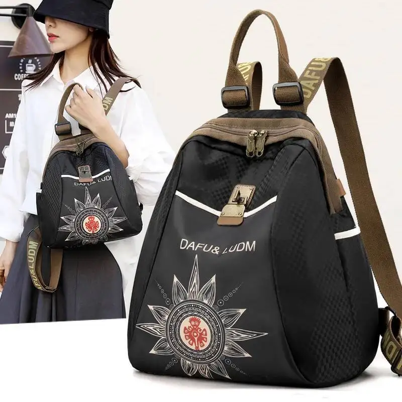 Single Shoulder Crossbody Women's Bag Waterproof Oxford Backpack Newest Personality Ethnic Style Double Shoulder Women's Bag