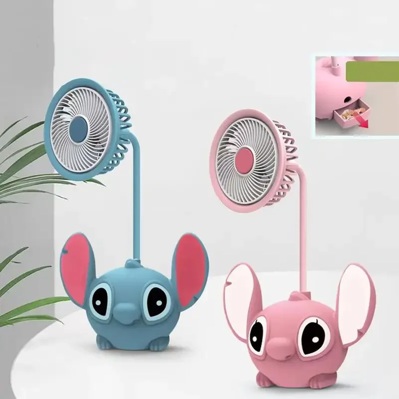 Disney Stitch Portable Electric Fan Miniso Anime Cartoon Cute Pencil Sharpener Kawaii Household Items Girl&Child Holiday Gifts