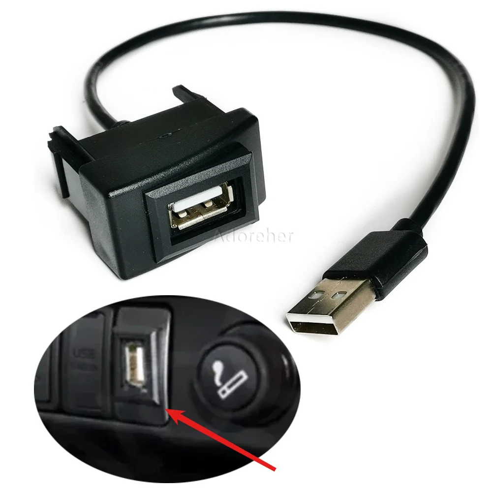 Car Dashboard USB Socket Extension Cable Adapter Fit for Isuzu D-MAX/MU-7 Radio USB Transfer Wire Replacement Interior Mod Parts